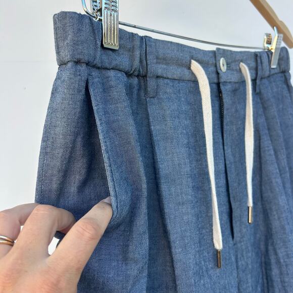 Todd Snyder Men’s Chambray Traveler Suit Trousers Drawstring Cotton Pants Blue M - Picture 7 of 8